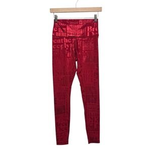 Lululemon Pants Womens 6 Red Wunder Under Hi-Rise Leggings Foil Manifesto Yoga